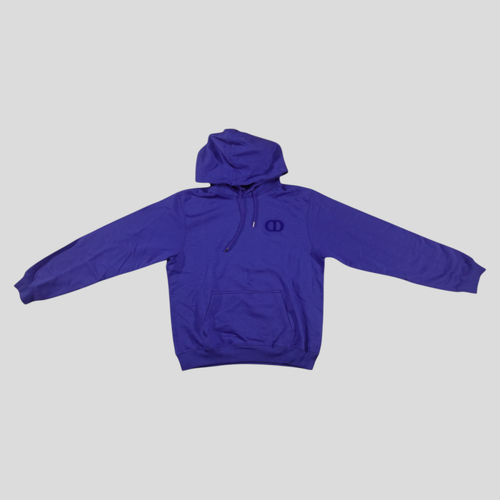 CLB XXIII gently used purple Dior CD Icon cotton hoodie with a front kangaroo pocket and drawstring hood