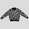 CLB XXIII Dior black wool sweatshirt featuring a reflective silver Oblique monogram pattern and ribbed trim.