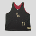 CLB XXIII Drake x OVO It's All A Blur reversible basketball jersey in black and red with gold owl and number 11 logo