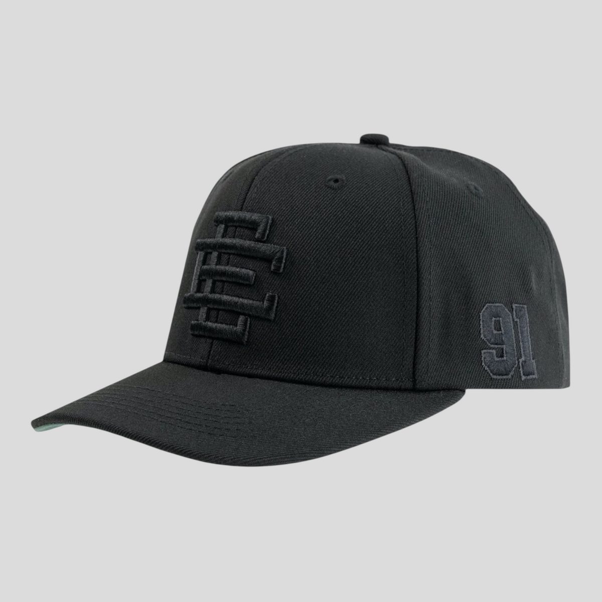 CLB XXIII Eric Emanuel EE Basic black snapback hat with embroidered logo and 91 detail on the side