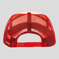 CLB XXIII Eric Emanuel cherry red trucker hat with breathable mesh back and adjustable snapback closure