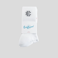 CLB XXIII Eric Emanuel white cotton crewneck socks in a 3-pack with grey embroidered logo detail