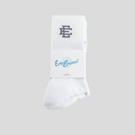 CLB XXIII Eric Emanuel white cotton crewneck socks in a 3-pack with grey embroidered logo detail