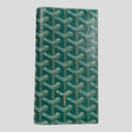 CLB XXIII green Goyard Saint-Roch wallet featuring the iconic chevron print and Goyard Paris logo