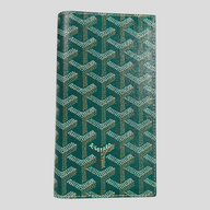 CLB XXIII green Goyard Saint-Roch wallet featuring the iconic chevron print and Goyard Paris logo
