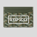 CLB XXIII Goyard Saint Sulpice card holder in khaki featuring the iconic chevron print and GYD-233 white logo patch.