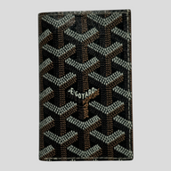CLB XXIII Goyard Saint-Pierre card wallet in black and tan signature chevron coated canvas
