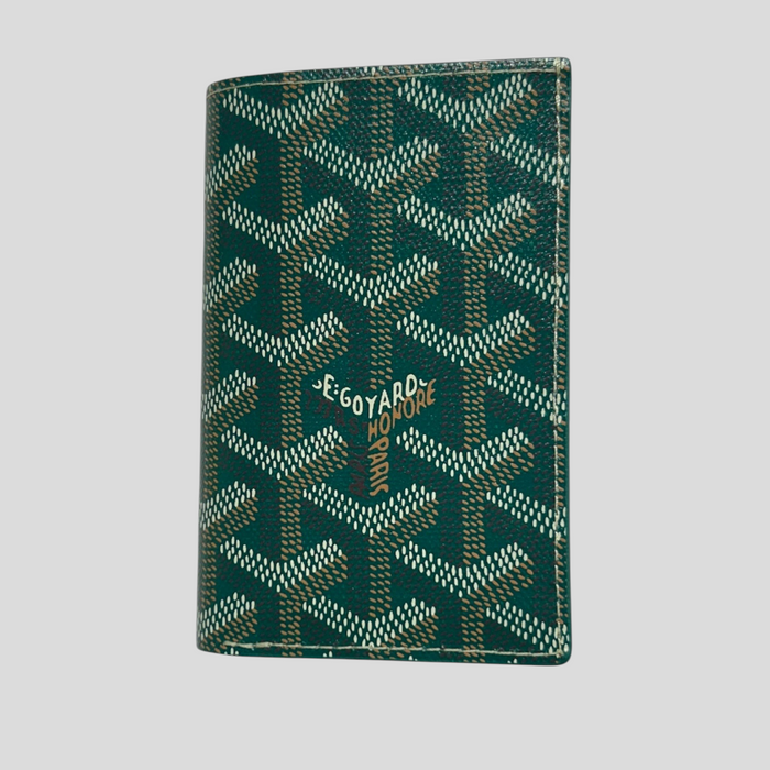 CLB XXIII Goyard Saint-Pierre card wallet in green Goyardine canvas with signature chevron print