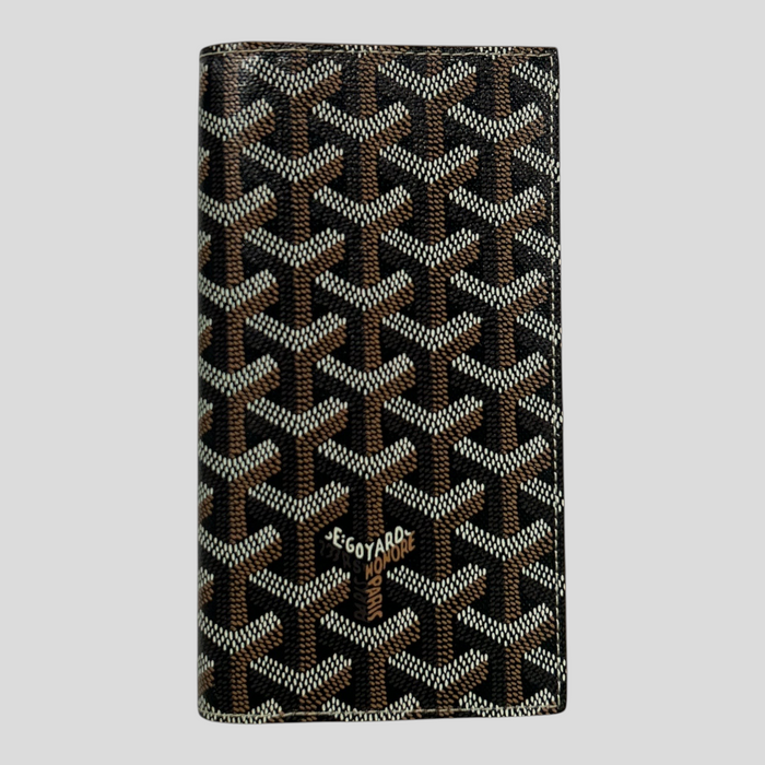 CLB XXIII Goyard Saint-Roch wallet in black and tan Goyardine canvas with iconic chevron pattern