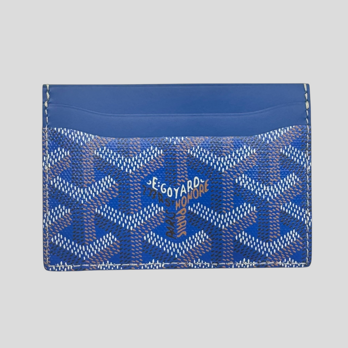 CLB XXIII Goyard St. Sulpice card holder in sky blue Goyardine canvas with signature chevron pattern