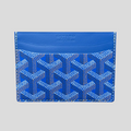 CLB XXIII Goyard Saint-Sulpice card holder in sky blue with signature chevron print and leather trim