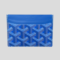 CLB XXIII Goyard Saint-Sulpice card holder in sky blue with signature chevron print and leather trim