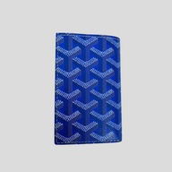 CLB XXIII Goyard Saint-Pierre card wallet in sky blue with signature chevron print and white stitching