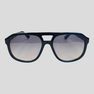 CLB XXIII Gucci navigator sunglasses with black frames and gradient lenses, includes velvet case and cleaning cloth.