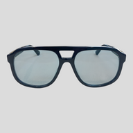 CLB XXIII Gucci navigator sunglasses featuring a black frame and light blue tinted lenses in a classic pilot style.