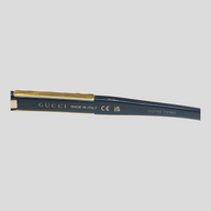 CLB XXIII Gucci navigator sunglasses temple arm detail with gold accents and Italian branding