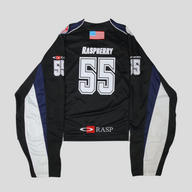 CLB XXIII preowned GV Gallery Infinity jersey in black, navy, and white with number 55 and Raspberry nameplate