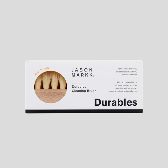 CLB XXIII Jason Mark Durables cleaning brush with stiff bristles in white retail packaging for durable materials