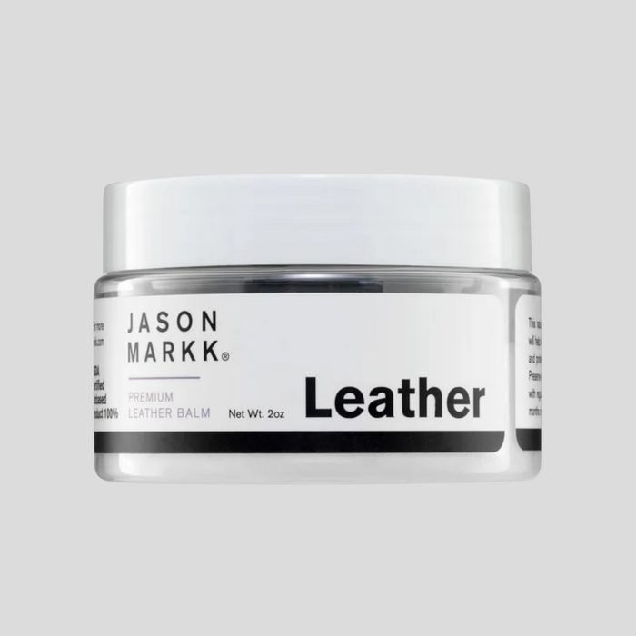 CLB XXIII Jason Markk Premium Leather Balm in a 2oz jar for conditioning and protecting leather accessories
