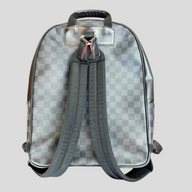 CLB XXIII Louis Vuitton Alps backpack in grey Damier Graphite canvas with black leather trim and adjustable straps