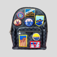 CLB XXIII Louis Vuitton Alps backpack in black Damier Graphite canvas featuring colorful mountain-themed patches
