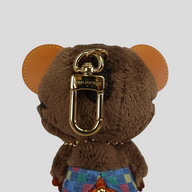 CLB XXIII brand-new Louis Vuitton LV bear bag charm featuring brown plush fur and a gold-tone lobster clasp