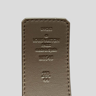 CLB XXIII Louis Vuitton leather belt interior stamp showing brand logo, origin, and size 110/44 details
