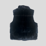CLB XXIII Louis Vuitton black reversible rabbit fur vest with a soft textured finish and high collar