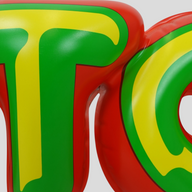 CLB XXIII Louis Vuitton bubble letter store display sign featuring red, green, and yellow glossy finish