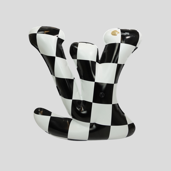 CLB XXIII Louis Vuitton bubble LV logo display featuring a black and white checkerboard pattern