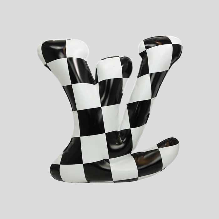 CLB XXIII Louis Vuitton bubble LV logo display featuring a black and white checkerboard pattern