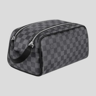 CLB XXIII Louis Vuitton Dopp Kit toilet pouch in grey and black Damier Graphite leather with silver zip closures