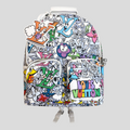 CLB XXIII Louis Vuitton multipocket backpack featuring a vibrant multi-colored graffiti print and cartoon motifs.