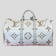 CLB XXIII Louis Vuitton Giant Monogram Keepall 50 travel bag in khaki and beige with shoulder strap