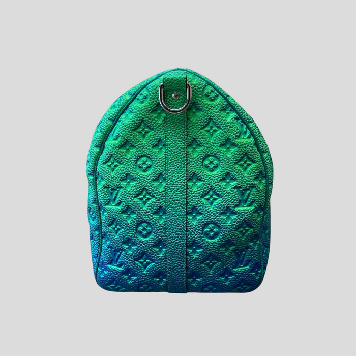 CLB XXIII Louis Vuitton Taurillon Illusion Keepall tote in gradient bleu vert leather with embossed monogram pattern