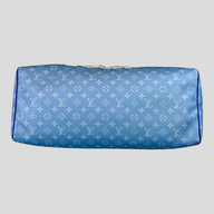 CLB XXIII Louis Vuitton Keepall Bandouliere 50 travel bag in blue Monogram Clouds canvas with white leather trim