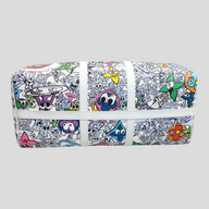 CLB XXIII Louis Vuitton Keepall Bandoulière 50 travel bag featuring a vibrant white graffiti comics print