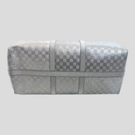 CLB XXIII Louis Vuitton Keepall Bandouliere 50 travel bag in metallic silver Damier pattern with glitter finish