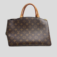 CLB XXIII Louis Vuitton Monogram Petit Palais handbag in brown canvas with tan leather top handles