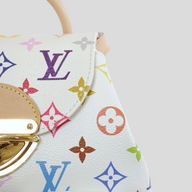 CLB XXIII Louis Vuitton x Takashi Murakami Venice bag in white with iconic multicolored monogram print and gold clasp