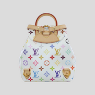 CLB XXIII Louis Vuitton x Takashi Murakami Venice bag in white multicolor monogram canvas with tan leather trim