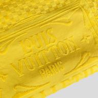 CLB XXIII Louis Vuitton SS26 yellow cotton terry beach towel bag with jacquard-woven Monogram motif and texture