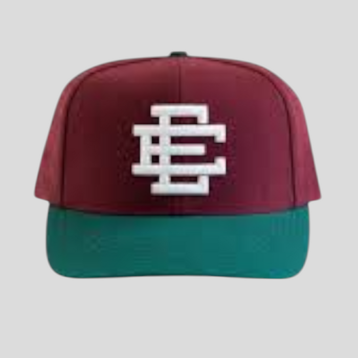CLB XXIII Eric Emanuel basic hat in maroon and green with a white embroidered logo on the front