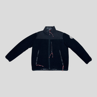 CLB XXIII Moncler 1952 Brohan black reversible fleece jacket with nylon panels and red-white drawstring details