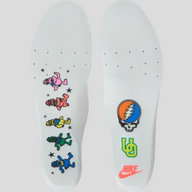 CLB XXIII Nike Air Max 90 Grateful Ducks insoles featuring colorful dancing bears, Grateful Dead skull, and logos.