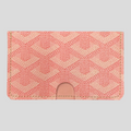 CLB XXIII pink Goyardine canvas card holder wallet with signature chevron pattern and leather trim