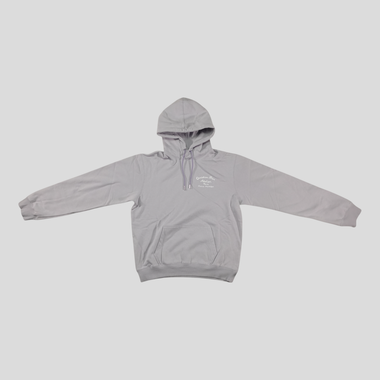 CLB XXIII purple Christian Dior Atelier embroidered cotton hoodie with drawstring hood and front pocket