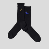 CLB XXIII Uniqlo Kaws X Warhol black cotton blend crew socks with embroidered banana and character graphic details