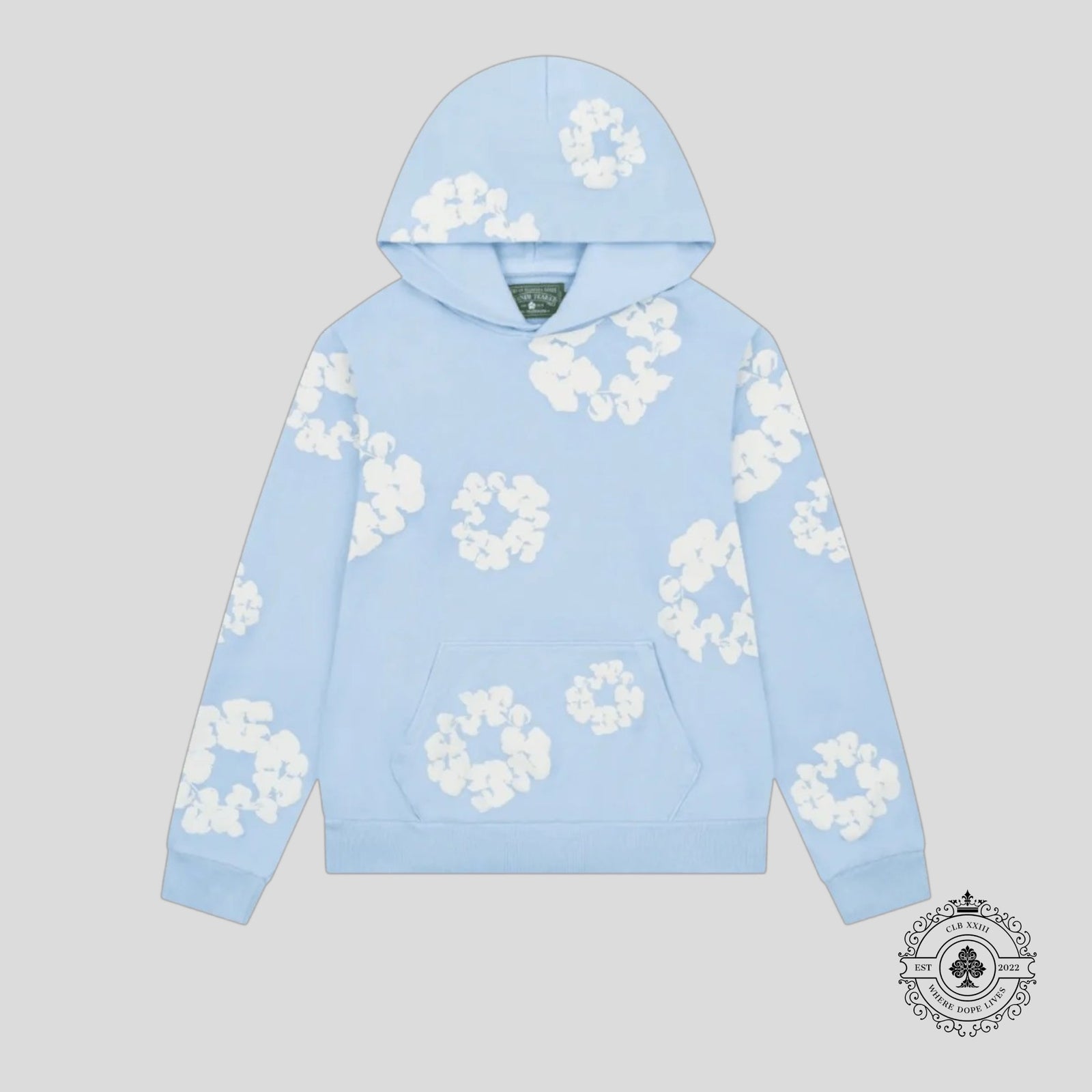 Denim Tears The Cotton Wreath Hoodie in Powder Blue