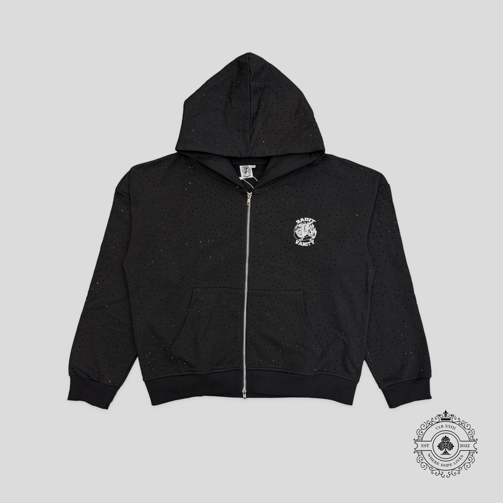 Saint Vanity Oreo Zip Up Hoodie in Black